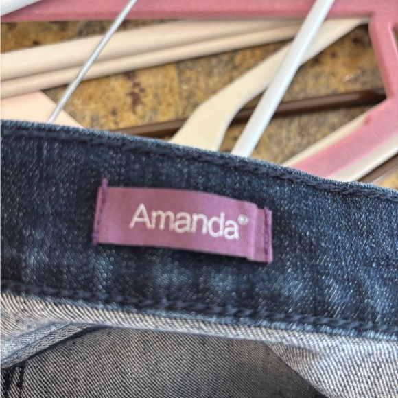 Gloria Vanderbilt Amanda Dark Blue Straight Leg Jeans Women’s Size 16 Tall Long - Picture 5 of 6